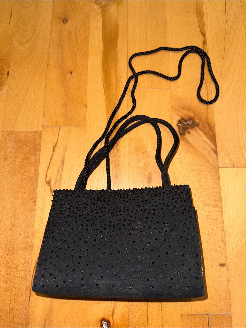 Black Beaded Shoulder/Wrist Bag